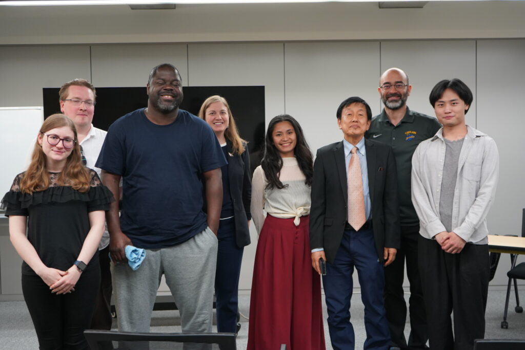 Ms. Sarah Belousov poses with Lakeland University Japan students, LUJ Vice President Anderson Passos and Professor Yasuaki Mori