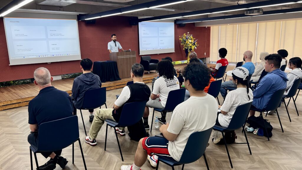 Mr. Mehmet Uysal presents to Lakeland University Japan students.