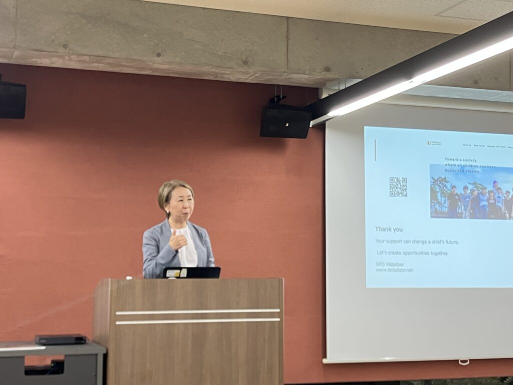 Mrs. Yumiko Watanabe presents to Lakeland University Students.