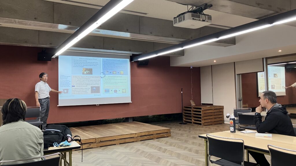 Dr. Manabu Sawaguchi presents to LUJ students.